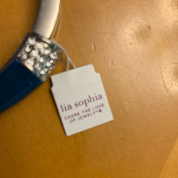 Lia Sophia teal n silver colored stretchy bangle - Picture 2 of 9